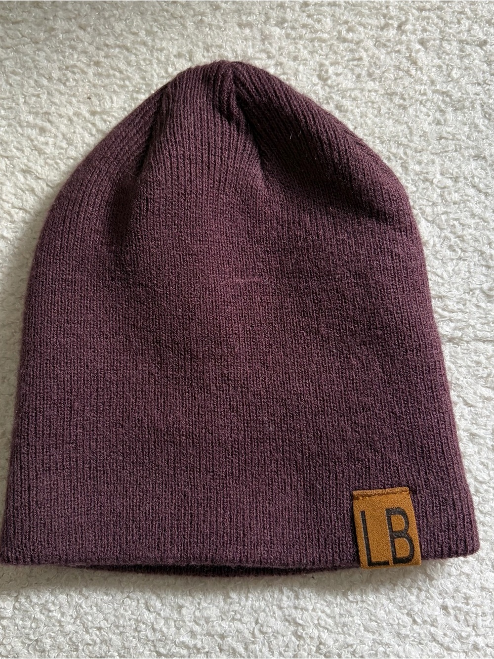 Kids Knit Beanie in Plum with LB Patch